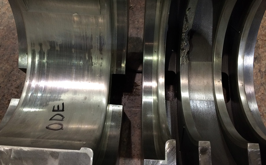 Babbitt fatigue on opposite drive end motor bearing